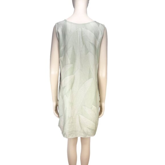 LE GALERISTE Silk Pastel Art Print Shift Green Sleeveless Mini Summer Dress sz M - Picture 4 of 7